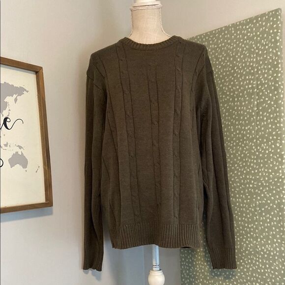 Oscar de la Renta Other - Oscar de la Renta Olive Green Long Sleeve Cable Knit Sweater Size Large